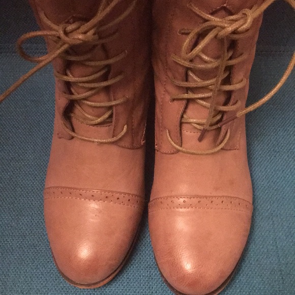 Taupe lace up combat boots - Picture 6 of 6